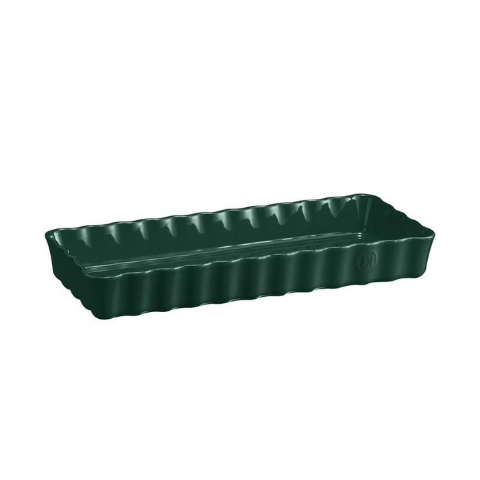 Emile Henry Slim Rectangular Tart Dish - Cedar Green