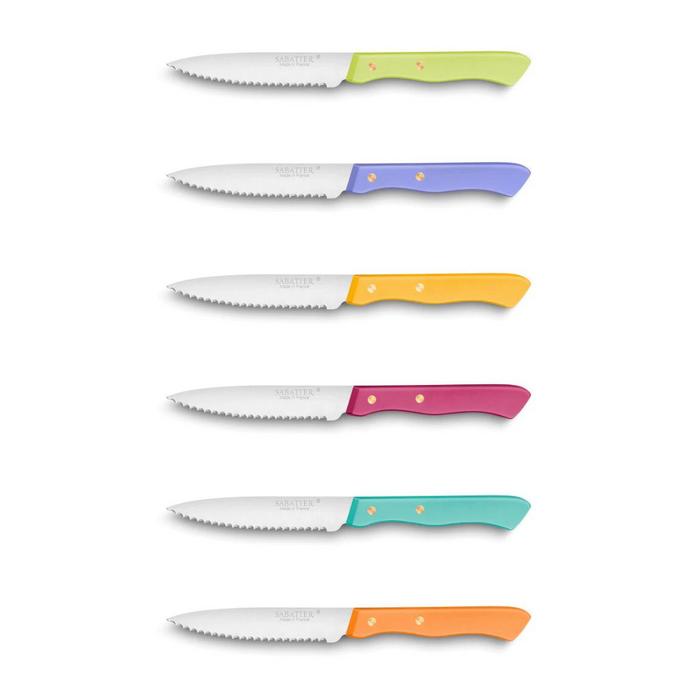 Lion Sabatier 6pc 10cm Serrated Utility Knife Set - Serie 197 Mixed Colours