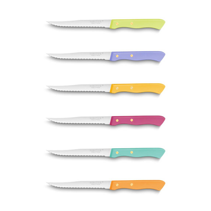 Lion Sabatier 6pc 11.5cm Serrated Steak Knife Set - Serie 197 Mixed Colours
