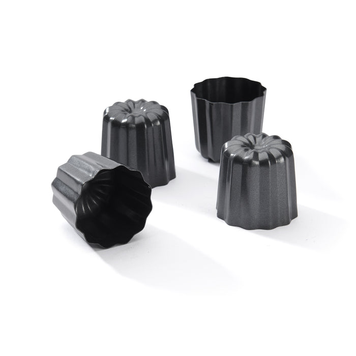 De Buyer 4pc Set Fluted Individual Moulds