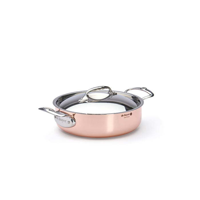De Buyer Prima Matera 24cm Saute Pan with Lid Steel Handle