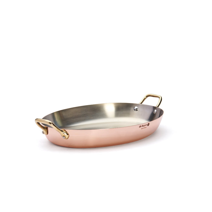 De Buyer Inocuivre 36cm Oval Dish With Brass Handle