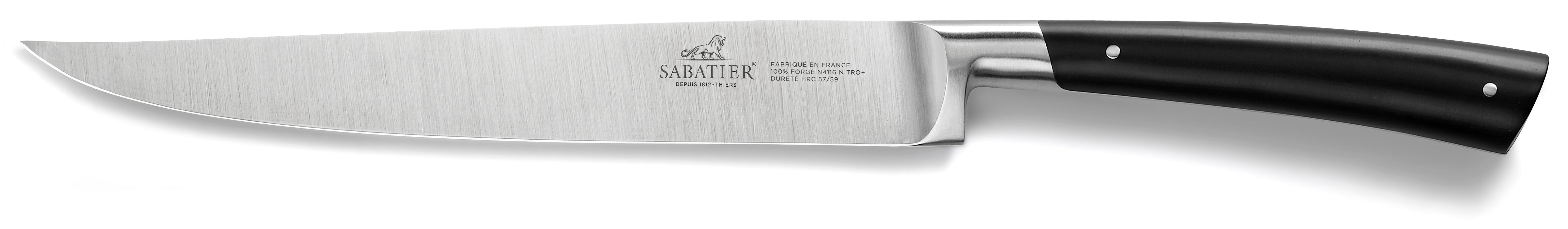 Lion Sabatier 2pc 16cm Carving Fork, 20cm Yatagan Knife Set - Edonist Black
