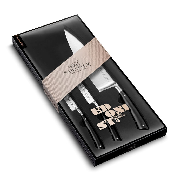 Lion Sabatier 3pc 10cm Paring, 13cm Utility, 20cm Chef Knife Set - Edonist Black