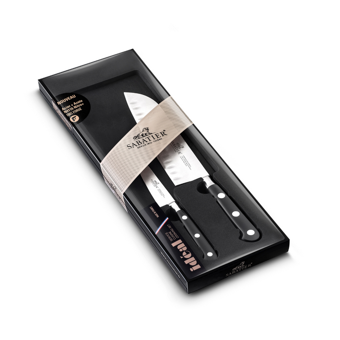 Lion Sabatier 2pc 10cm Paring, 18cm Santoku Knife Set - Ideal Steel