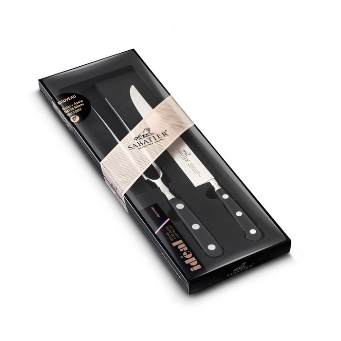 Lion Sabatier 2pc 20cm Carving Knife, 15cm Carving Fork Set - Ideal Steel