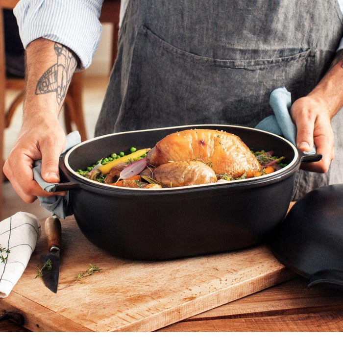 Emile Henry Delight Oval Casserole Dish Slate 36cm dia. 4.5l - HAUSwares