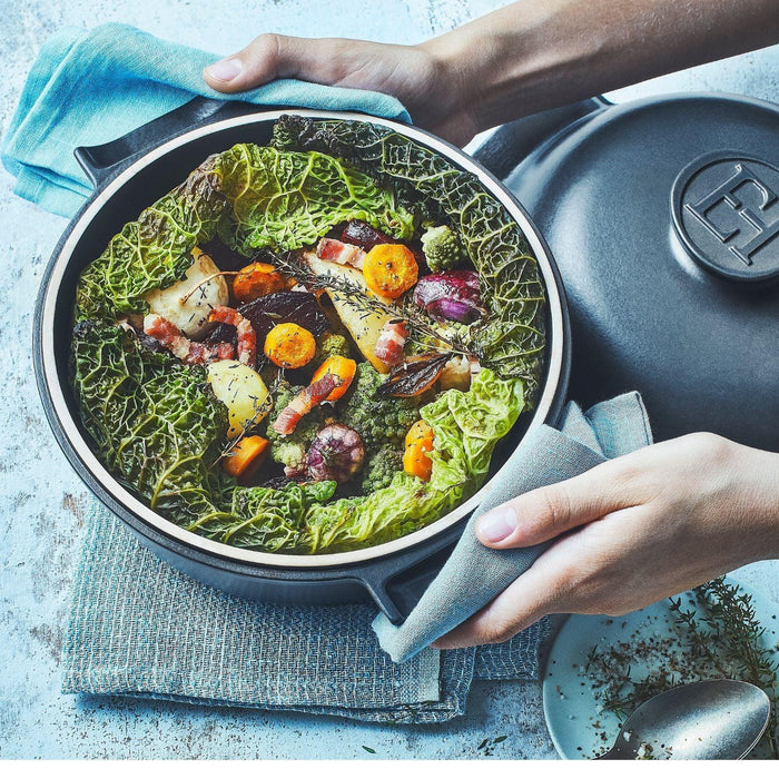 Emile Henry Delight Round Casserole Dish Slate 27cm dia. 4l - HAUSwares