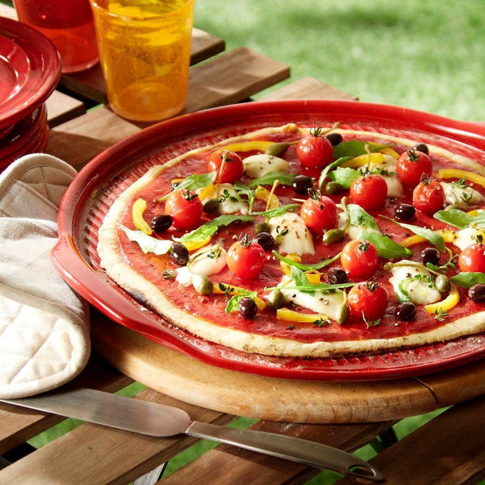 Emile Henry Ridged Pizza Stone Burgundy 40cm dia. - HAUSwares
