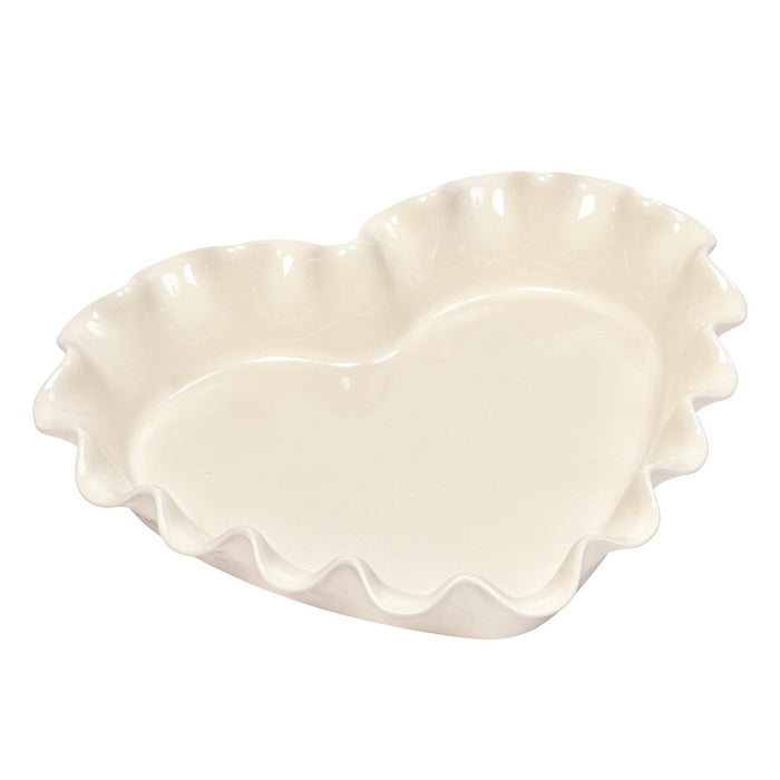 Emile Henry Ruffled heart dish Clay 33cm x 29cm
