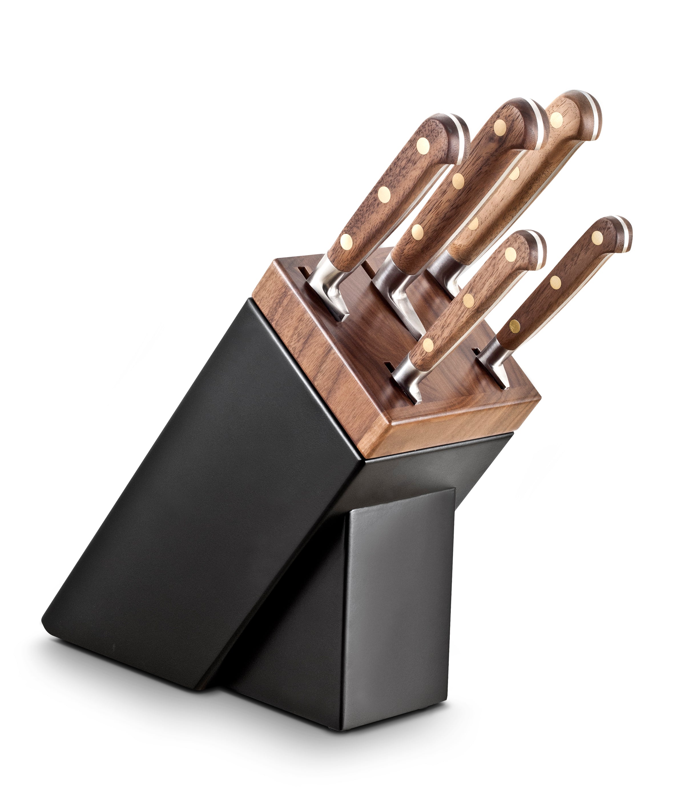 Lion Sabatier Sarlat Black & Walnut Knife Block + 5 Perigord Knives
