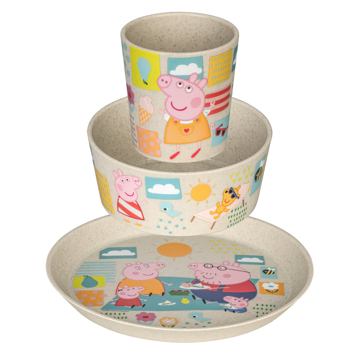 Koziol Connect Childrens Peppa Pig Dinnerware Set, 3pcs, Desert Sand