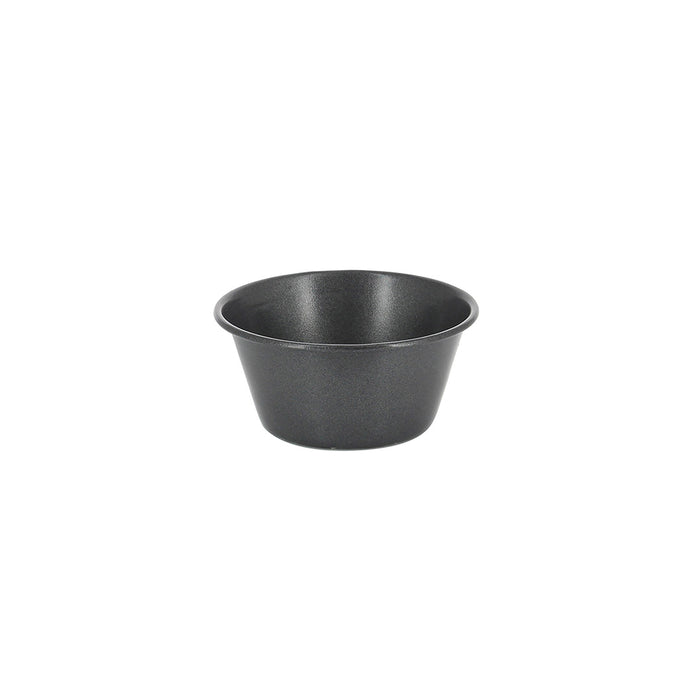 A single grey De Buyer Muffin Mould on a white background