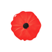 A red silicone poppy-shaped container with a black textured center, shown from a top-down view on a solid white background.