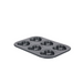 De Buyer six-cup non-stick steel cake tray with six heart-shaped moulds on a white background