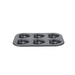 De Buyer six-cup non-stick steel cake tray with six heart-shaped moulds on a white background