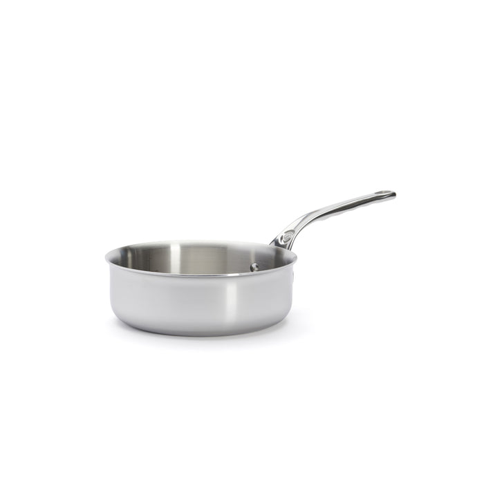 A De Buyer Affinity 20cm stainless steel sauté pan with a long riveted handle.
