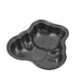 A dark gray non-stick mould shaped like a cartoon bear, shown from an elevated angle on a plain white background.