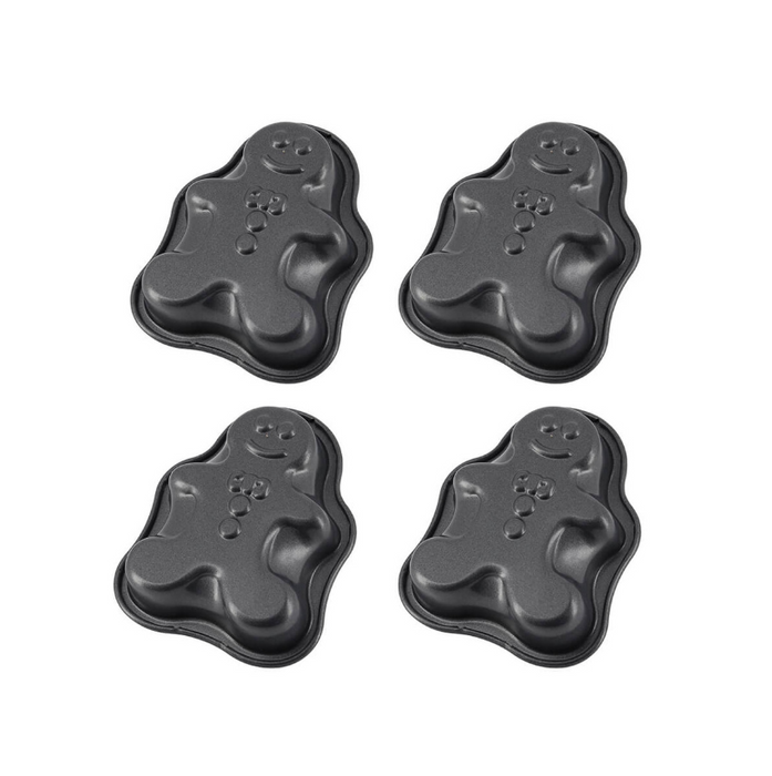 De Buyer Mini Gingerbread Man Moulds set of 4 on a white background