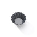 A dark gray fluted tart tin or cup with a scalloped rim, shown from a top-down perspective on a clean white background.