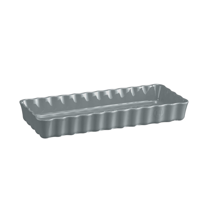 Emile Henry Slim Rectangular Tart Dish - Pearl Grey
