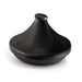 A matte black ceramic Moroccan tajina pot with a matching conical lid, shown on a clean white background.