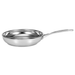 A stainless steel impact frying pan with a long handle, shown from a side angle on a solid white background.
