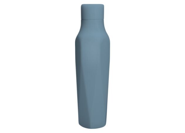 Blue Scanpan water bottle on a white background