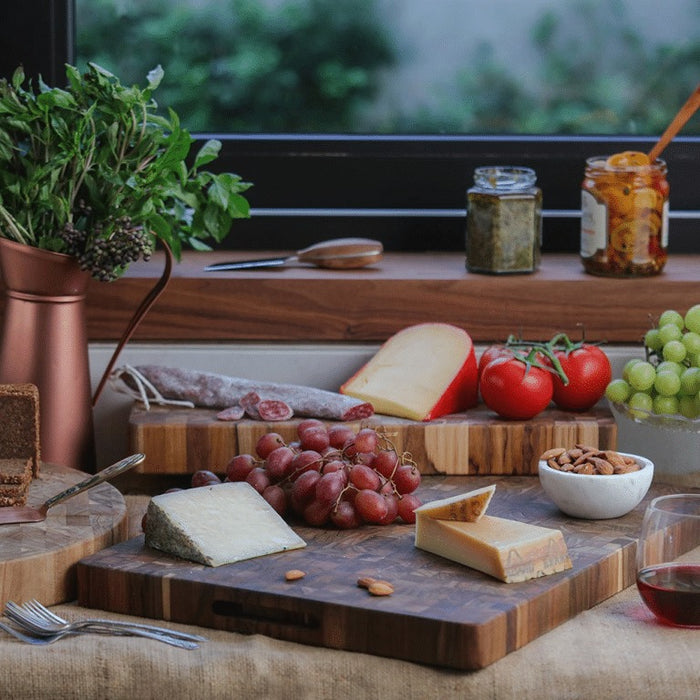 TeakHaus Butcher Block Long Serving & Chopping Board in use