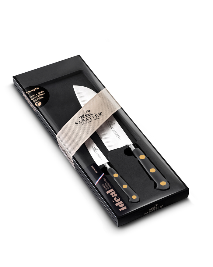 Lion Sabatier Ideal Brass 2pc Set - 10cm Paring/18cm Santoku