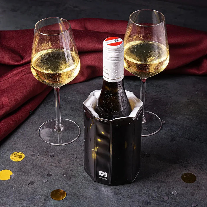 Vacu Vin Active Mini Wine Cooler Black shown cooling wine bottles