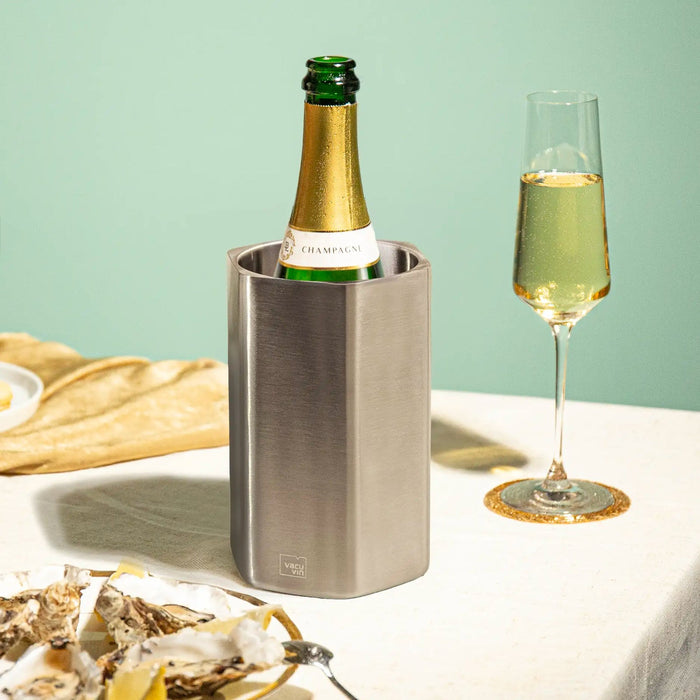 Vacu Vin Hive Stainless Steel Wine Cooler with wine bottle