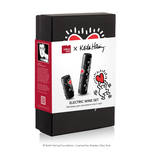 Vacu Vin x Keith Haring 2pc Wine Open & Save Set packaging