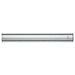 A slim, horizontal metallic silver bar with rounded corners and a small circular icon on the right end, shown against a plain white background.