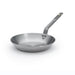A silver De Buyer Mineral B carbon steel frying pan with a single rivetted handle, displayed against a white background.