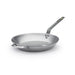A silver-colored De Buyer Mineral B carbon steel frying pan with a single handle, displayed against a white background.