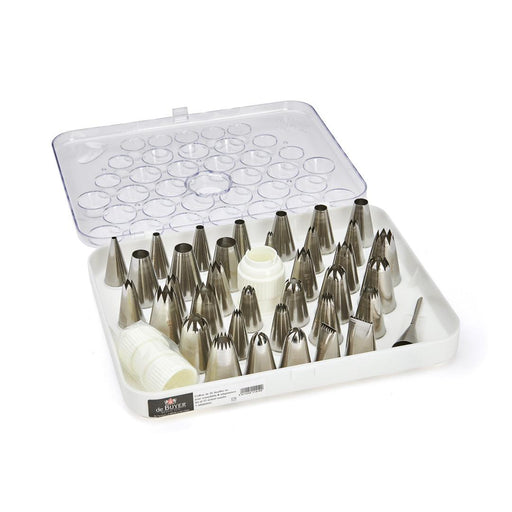 De Buyer Stainless Steel Pastry Nozzles - 35 Piece Set + 2 Adaptors - HAUSwares