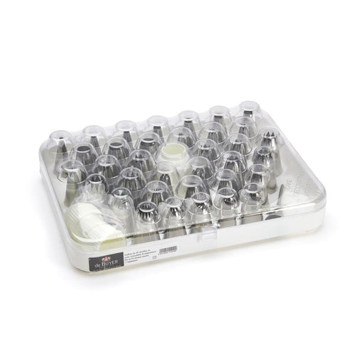De Buyer Stainless Steel Pastry Nozzles - 35 Piece Set + 2 Adaptors - HAUSwares