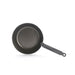 A dark gray non-stick frying pan with a long handle, shown from a top-down perspective on a clean white background.