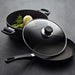 Scanpan Classic 16cm glass lid with black knob and stainless steel rim