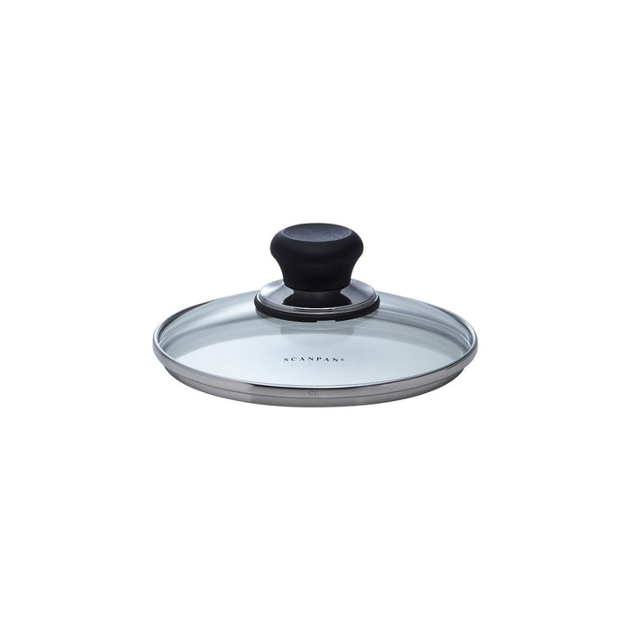 Scanpan Classic 18cm glass lid with black knob and stainless steel rim