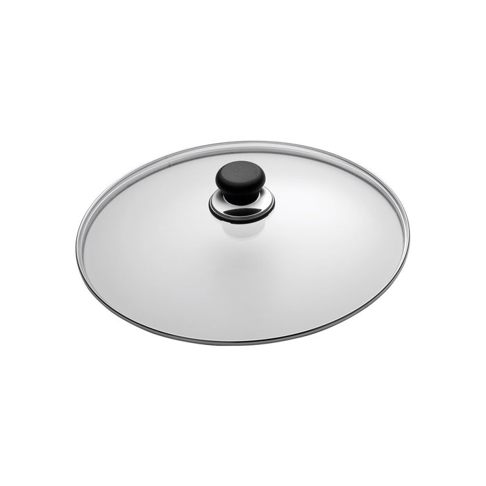 Scanpan Classic 24cm glass lid with black knob and stainless steel rim
