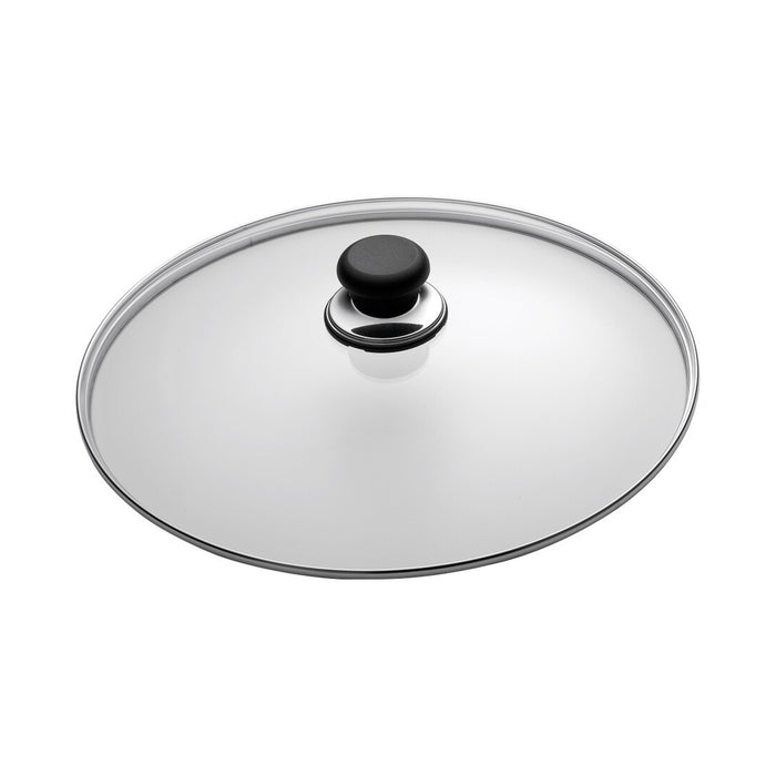 Scanpan Classic 28cm glass lid with black knob and stainless steel rim