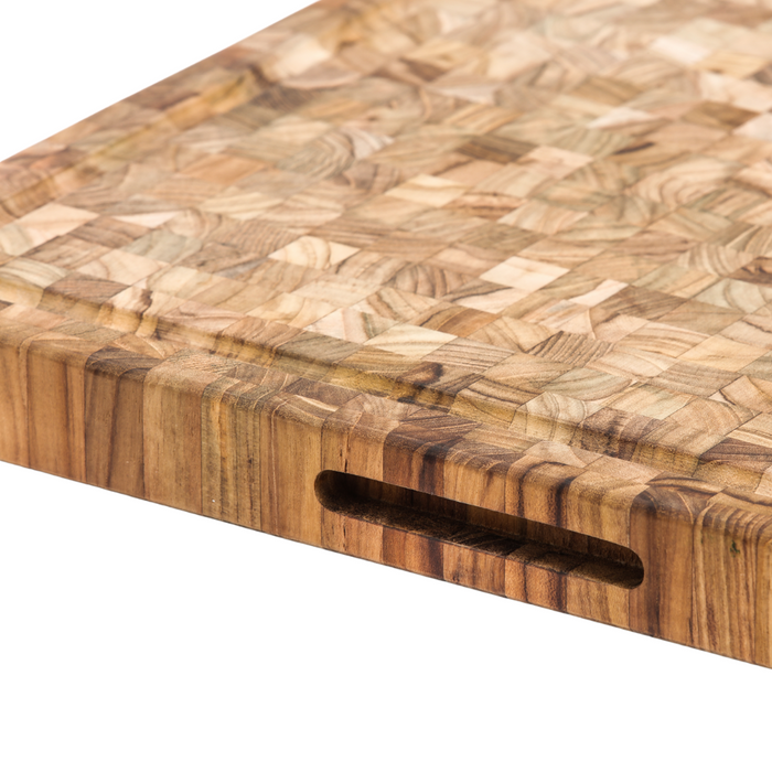 Close-up of TeakHaus Butcher Block Chopping & Carving Board end grain