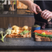 TeakHaus Herringbone Chopping Board Medium in use
