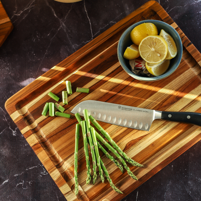 TeakHaus Traditional Chopping Board Large in use